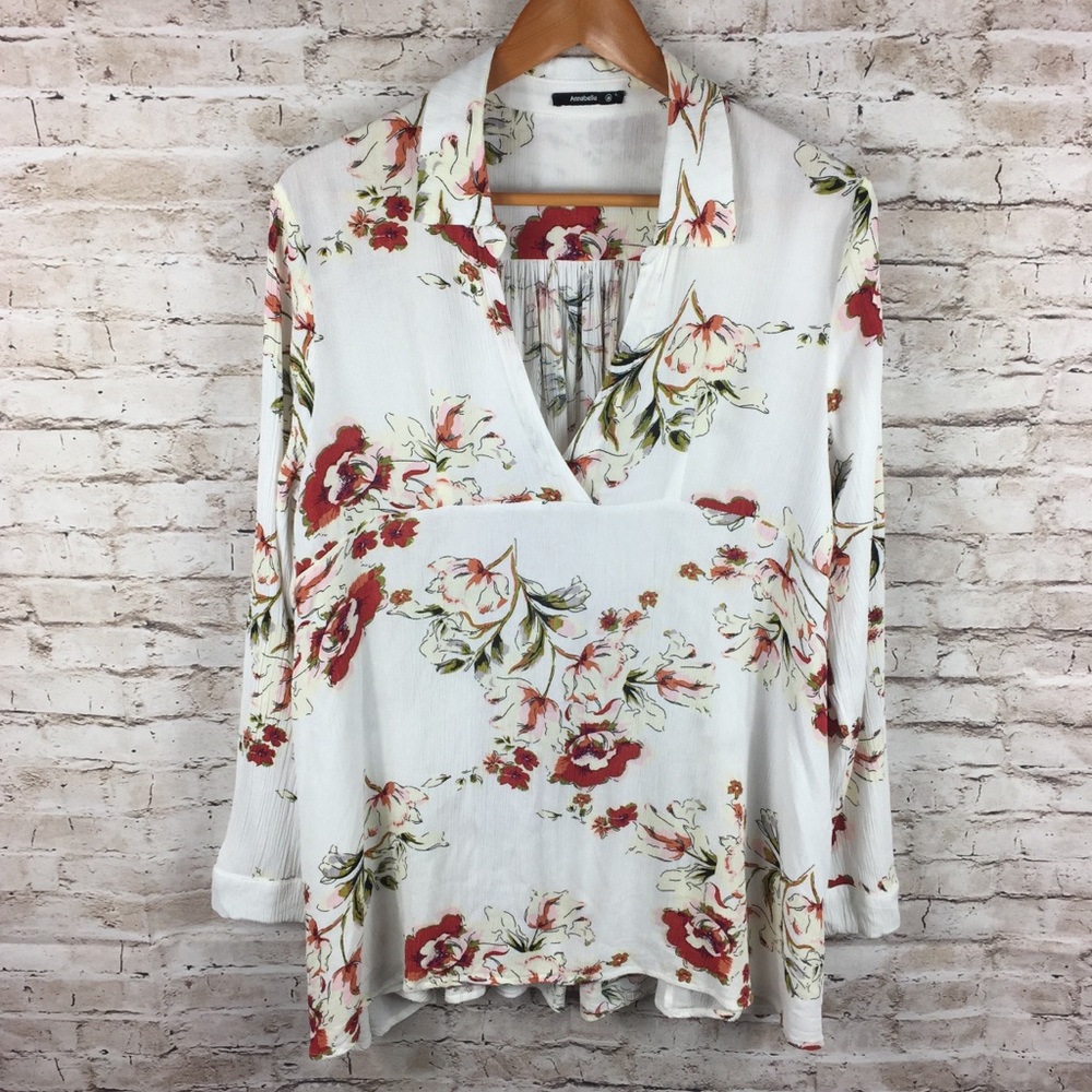 Annabelle Deep V Floral Oversized Tunic Top Shirt